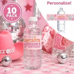 Cowgirl Disco PERSONALIZED VINYL Bottle Labels - 10 PK